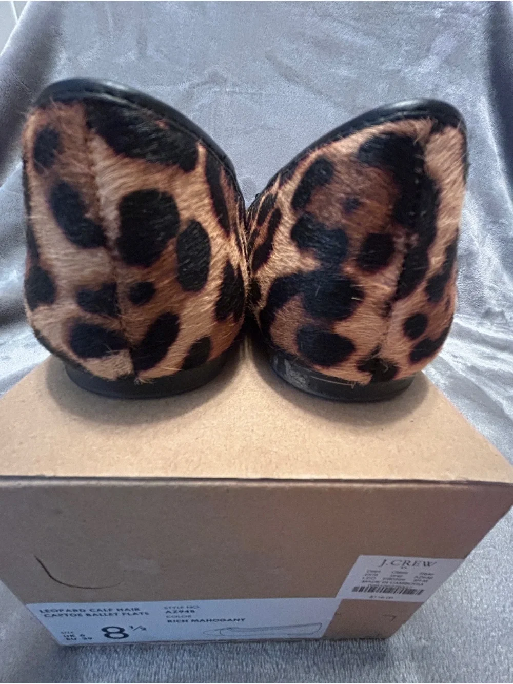 J. Crew Leopard Calf Hair Captoe Ballet Flats - leather